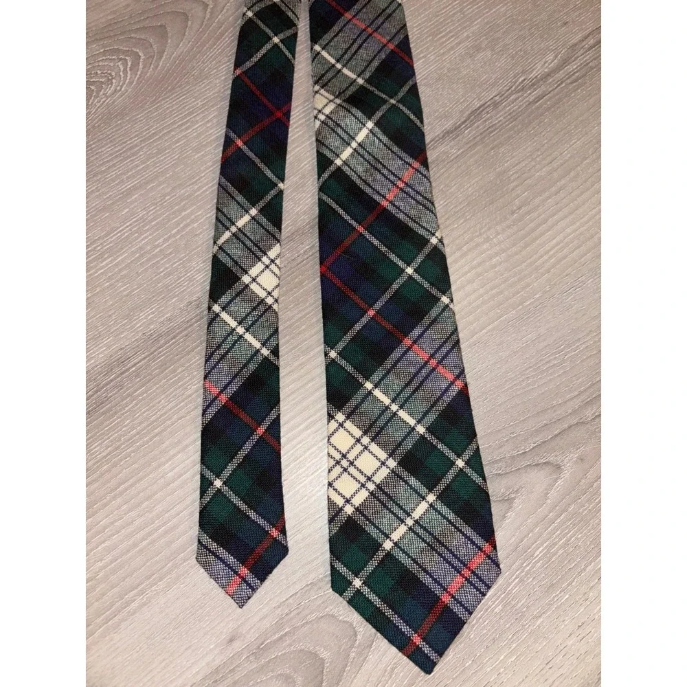 Mackenzie‎ Tartan Plaid Wool Tie Made in Scotland Navy Green Red Men's Necktie